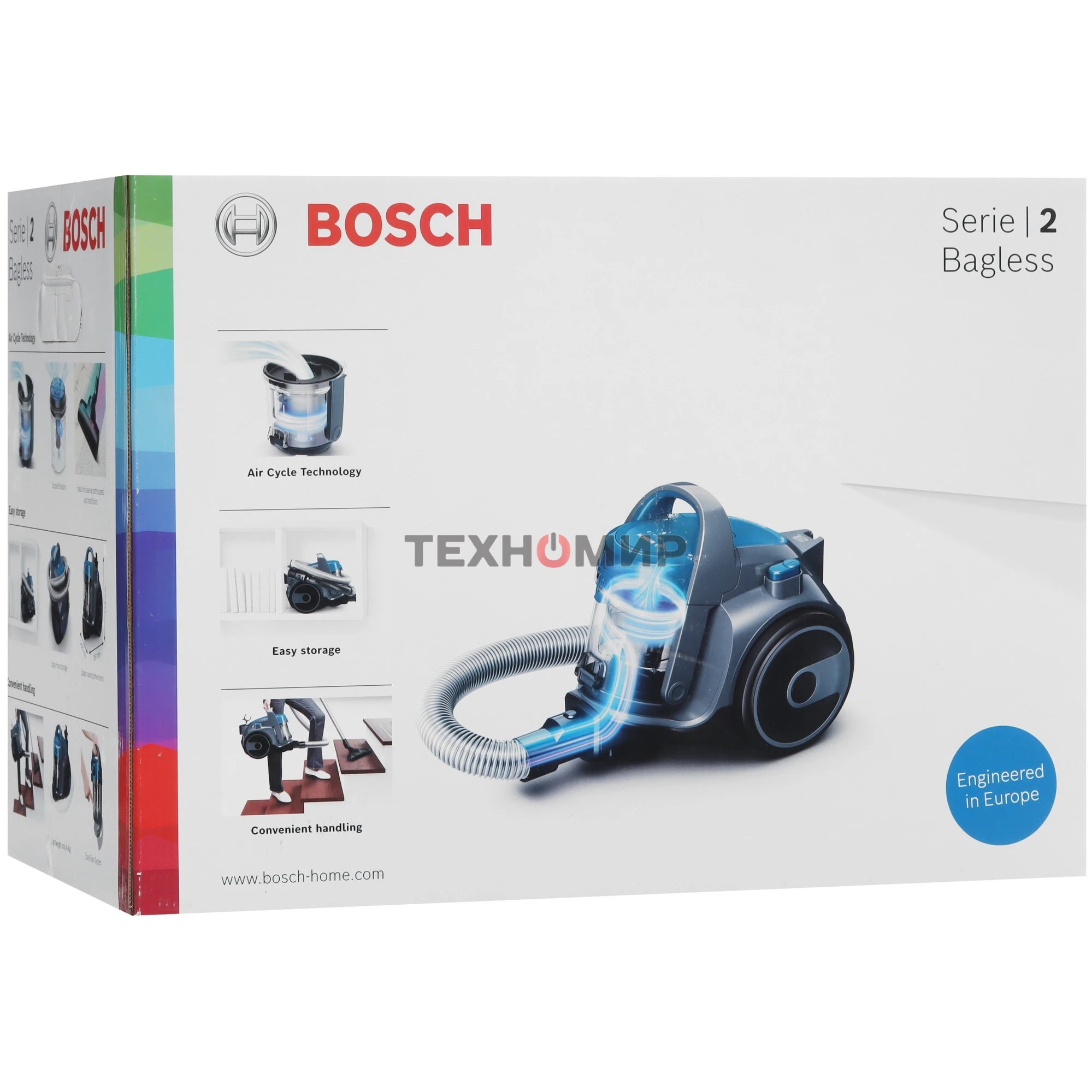Пылесос Bosch BGS05A220 синий/серый, 700 Вт, уборка сухая, пылесборник контейнер 1.5 л