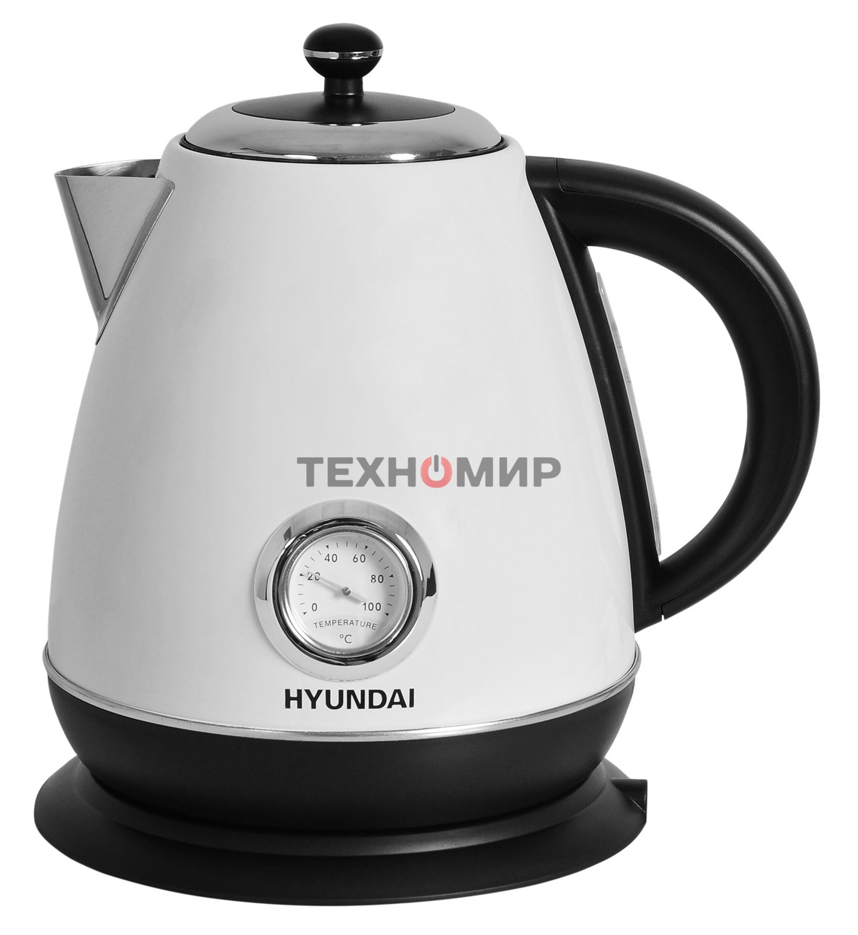 Чайник электрический Hyundai HYK-S4502 1.7 л, 2200 Вт, жемчужный/черный (корпус: нержавеющая сталь/пластик)