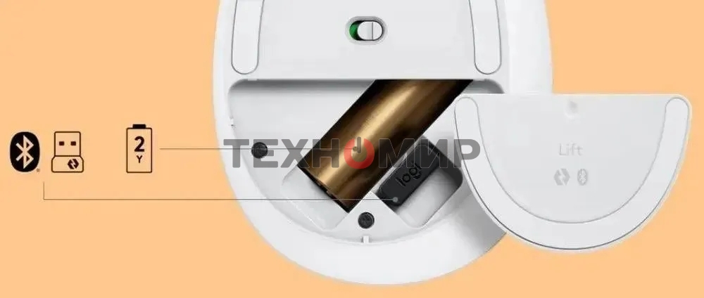 Мышь беспроводная Logitech Lift белый, 4000 dpi, радиоканал, Bluetooth, USB, кнопки - 6