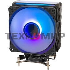 Кулер для процессора Eurocase 4PI120ARGB черный, 120 мм, алюминий/медь, 1800 об/мин, 36 дБ, 4 pin, 180 Вт, 157 мм