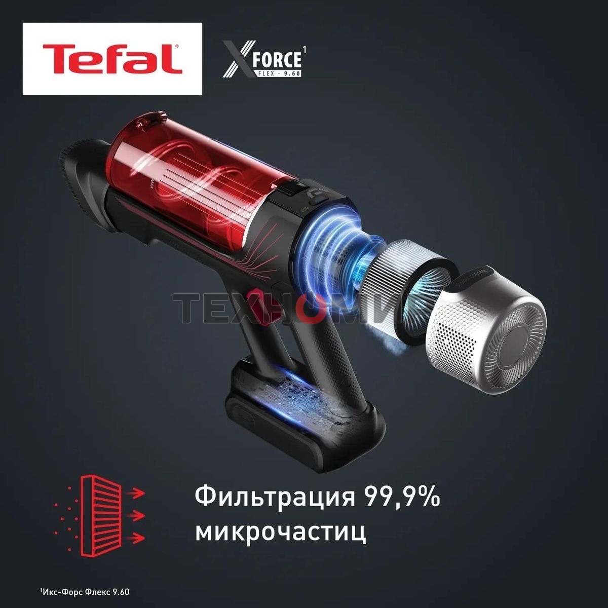 Пылесос вертикальный Tefal X-Force Flex TY2079WO 250Вт черный/красный