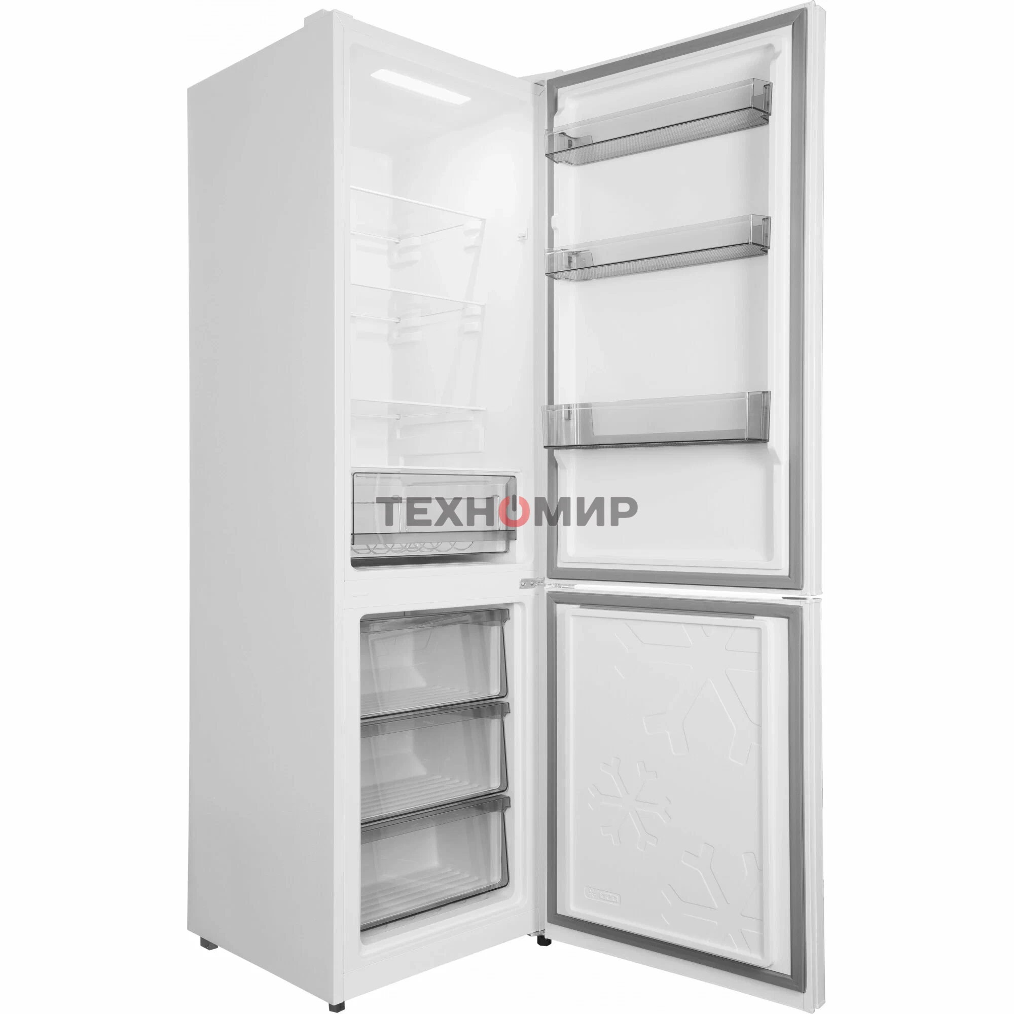 Холодильник Hyundai CC35083F белое стекло двухкамерный 240/95л морозилка снизу, No Frost