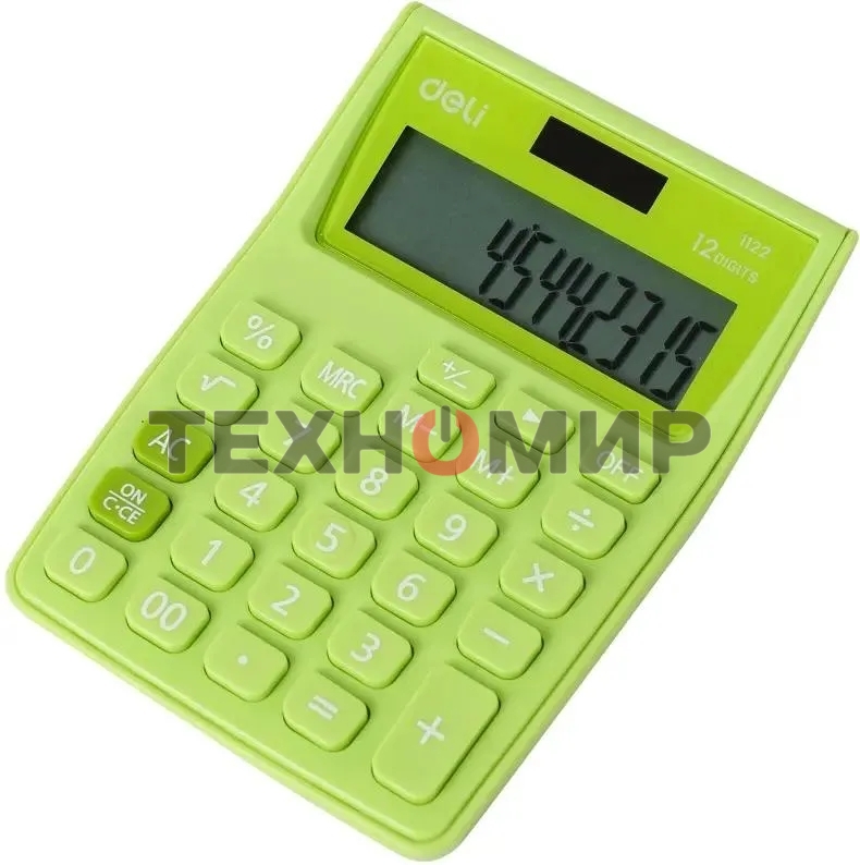 Калькулятор настольный Deli E1122/GRN зеленый 12-разр.