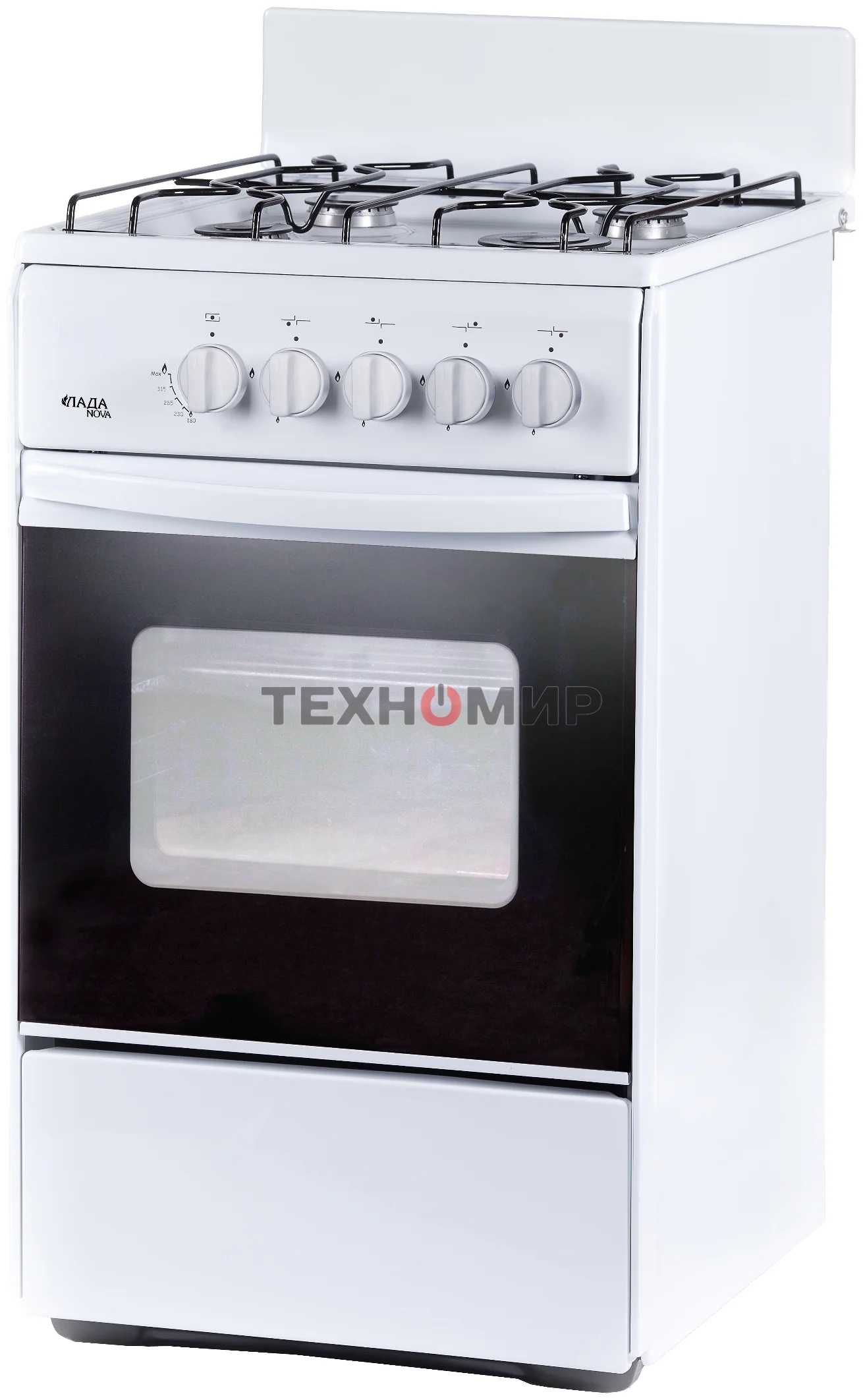 Плита газовая Лада Nova RG 24039 W белый, конфорок 4 газовых, духовка 50 л, 50 см x 85 см x 60 см