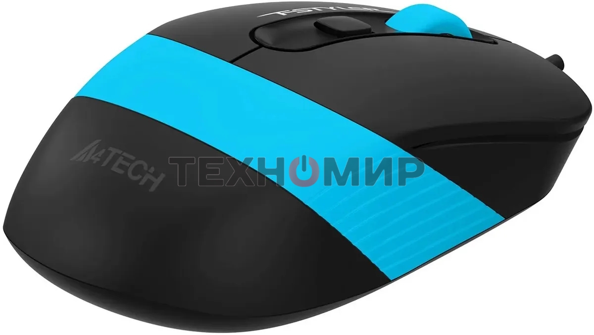 Мышь проводная A4Tech Fstyler FM10S черный/голубой, 1600 dpi, USB, кнопки - 4