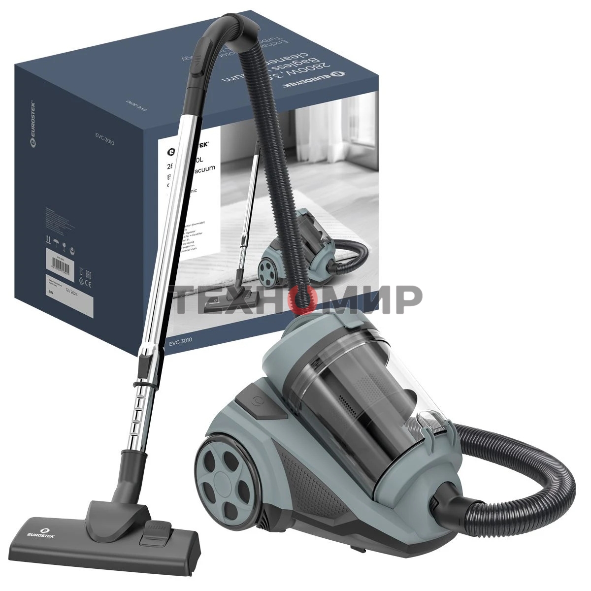 Пылесос Eurostek EVC-3010 синий, 400/2800 Вт, уборка сухая, пылесборник контейнер 3 л