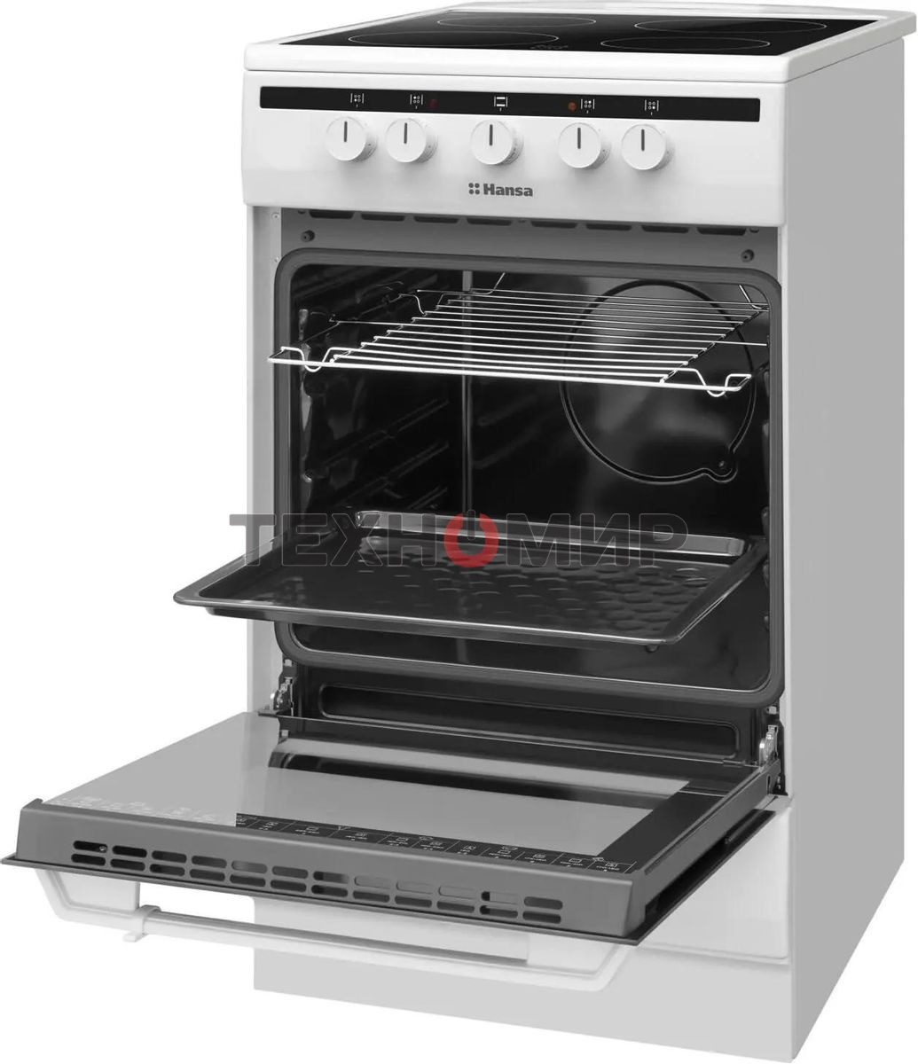 Плита электрическая Hansa FCCW54002 белый, конфорок 4 шт, духовка 68 л, 50 см x 85 см x 60 см