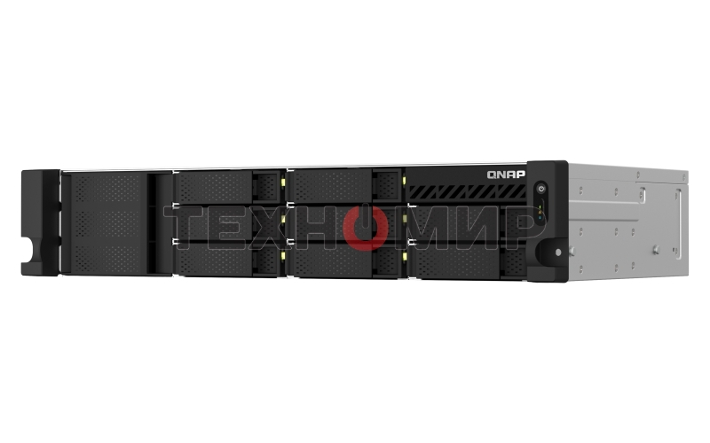 Сетевое хранилище SMB QNAP TS-873AeU-RP-4G NAS 8 HDD trays, 2x 2.5 GbE. 64-bit 4-core AMD V1500B 2,2 GHz, 4 Gb. RAM (1*4 Gb) up to 32Gb (2*16 Gb), 2 x M2 2280 (PCIe Gen3 x 1), 2xPSU W/o rail kit RAIL-B02