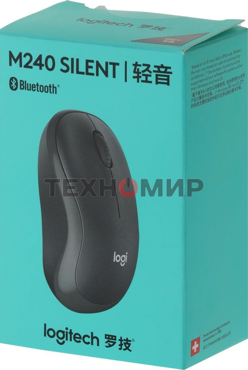 Мышь беспроводная Logitech M240 SILENT графитовый, 4000 dpi, Bluetooth, кнопки - 3