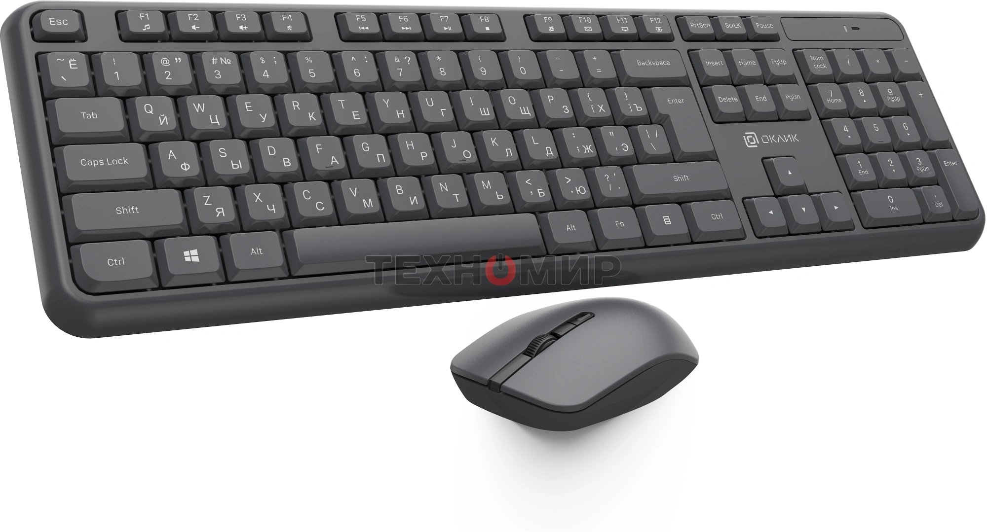 Комплект клавиатура + мышь Оклик S277W клав:серый мышь:серый USB беспроводная Multimedia (2066173)