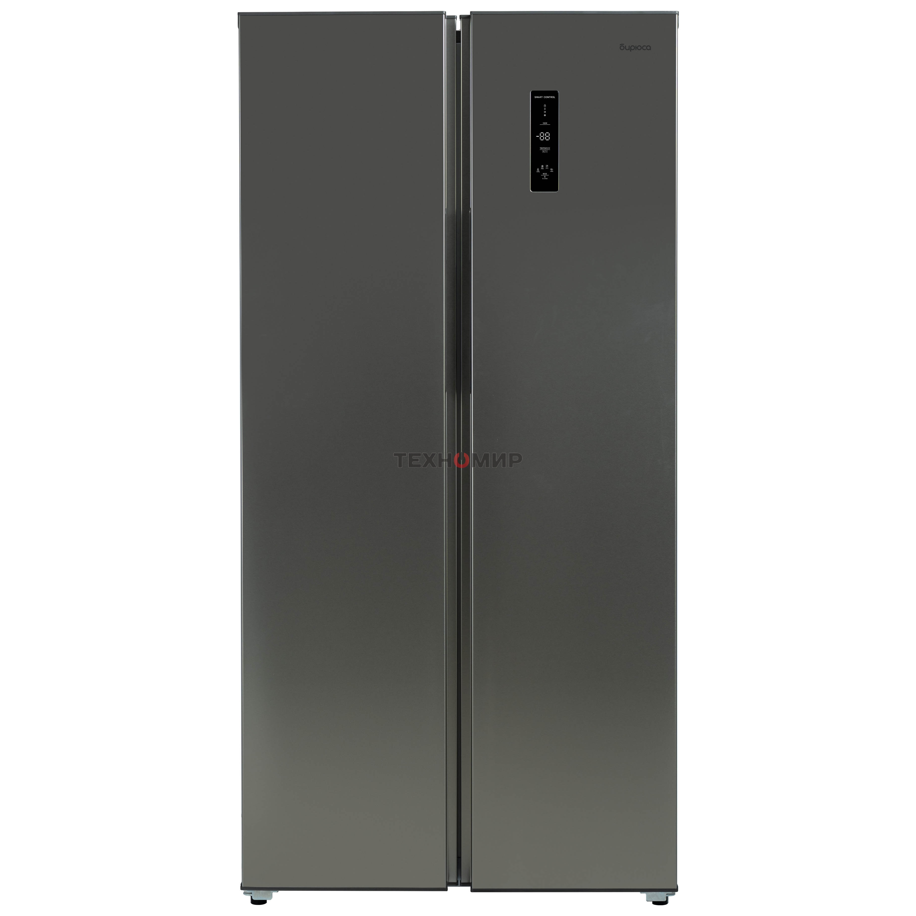 Холодильник Бирюса SBS 400 I нержавеющая сталь двухкамерный 232/168 л морозилка слева, No Frost, Side-by-side