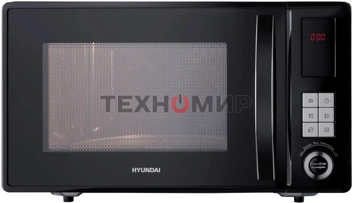 Микроволновая печь Hyundai HYM-D3010 черный, 23 л, 800 Вт, переключатели - кнопки, поворотный механизм