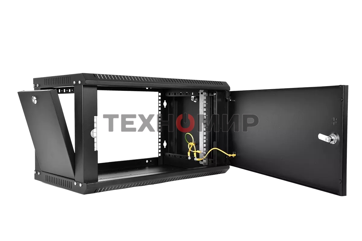 Шкаф телекоммуникационный настенный разборный ЦМО ЭКОНОМ 6U (600 x 350) дверь металл, черный (ШРН-Э-6.350.1-9005)