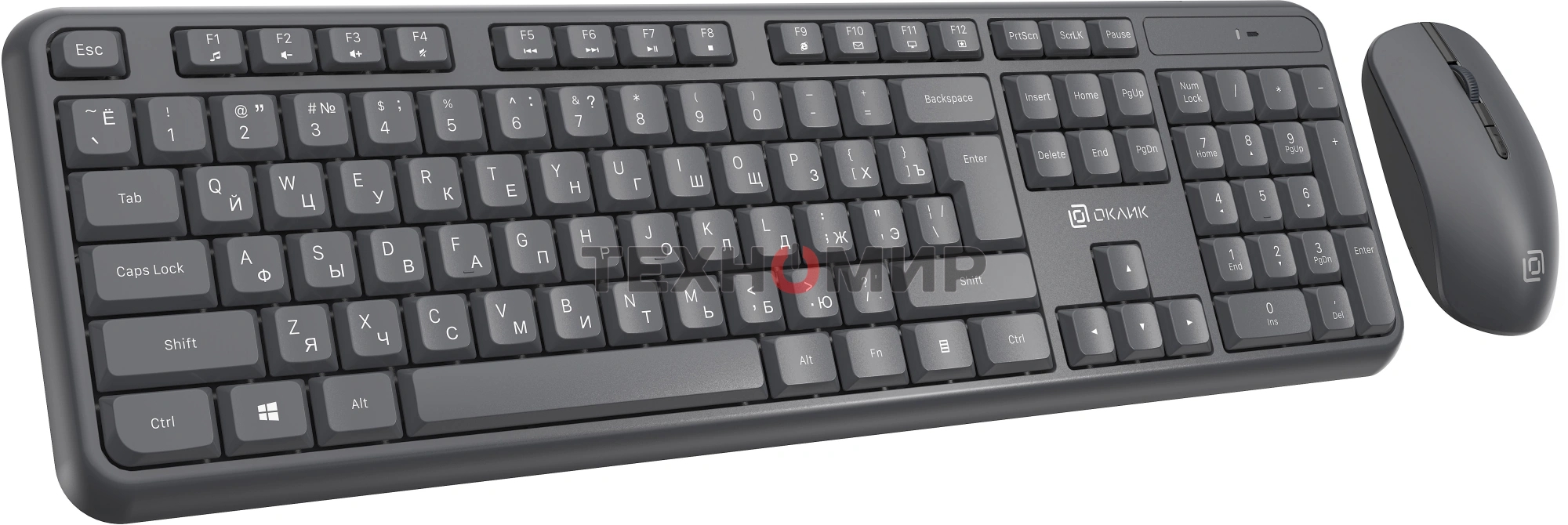 Комплект клавиатура + мышь Оклик S277W клав:серый мышь:серый USB беспроводная Multimedia (2066173)