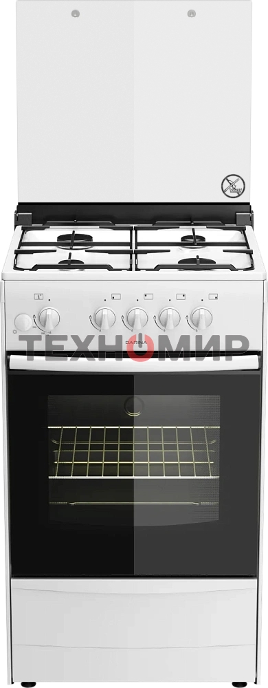 Плита газовая Darina 1B GM 441 005 W белый/черный, конфорок 4 шт, духовка 50 л, 50 см x 85 см x 51 см