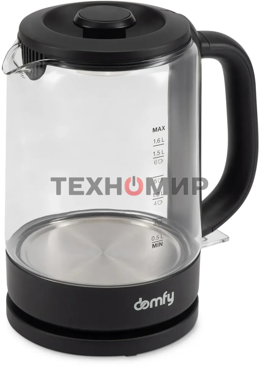 Чайник электрический Domfy DSB-EK304 1.7л. 2200Вт черный (корпус: стекло)