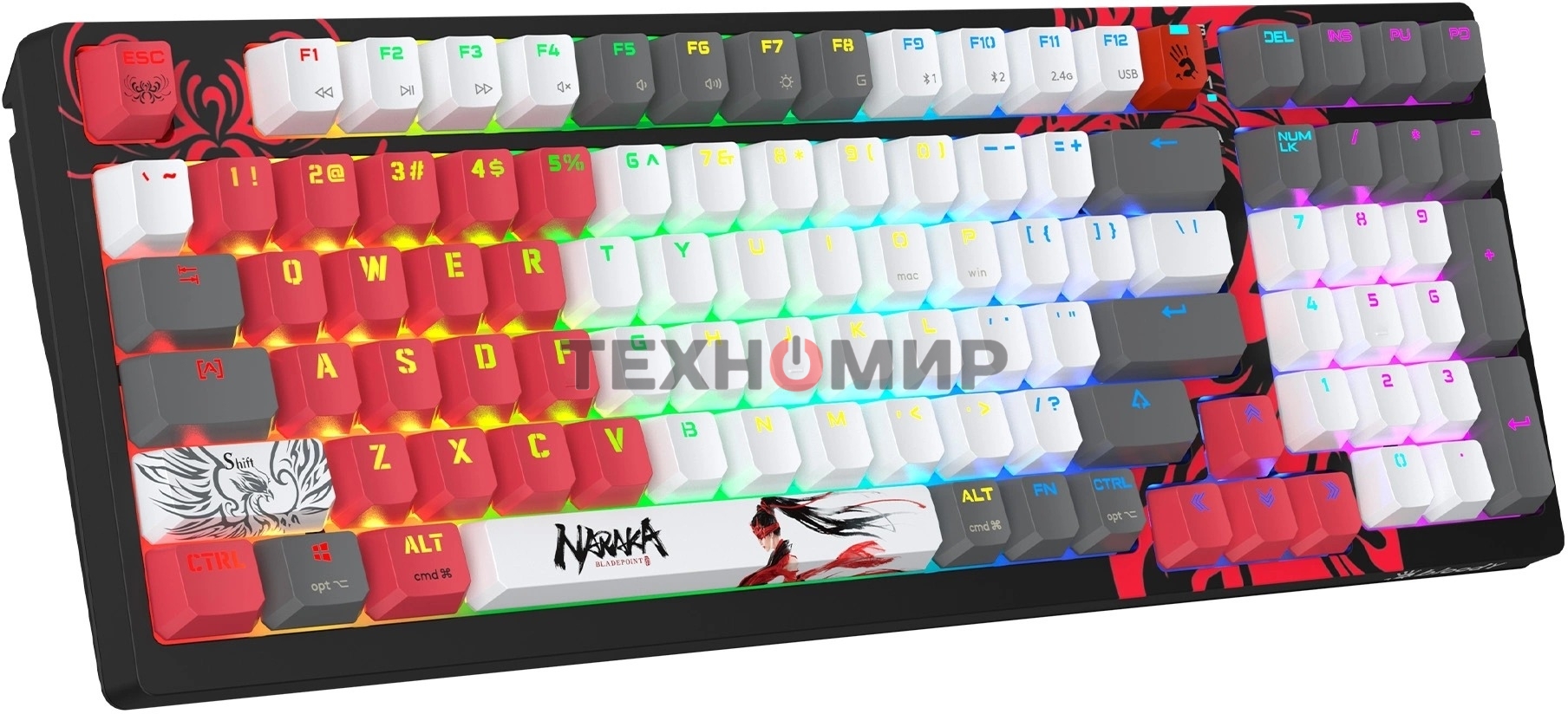 Клавиатура беспроводная механическая A4Tech Bloody WS98 Naraka USB черный/красный (WS98)