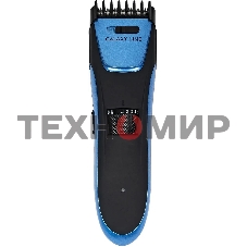 Набор для стрижки Galaxy Line GL 4166, черный с голубым, 3 Вт, время работы до 1,5 ч, аккум. Li-Ion 3,7 В, емк. аккум. 600 мА*ч, лезв. из нерж. стали, ширина лезвия 40 мм, 24 положения насадки-расчески (3,5 - 14,5 мм), филир. гребень, индик. заряда аккум.