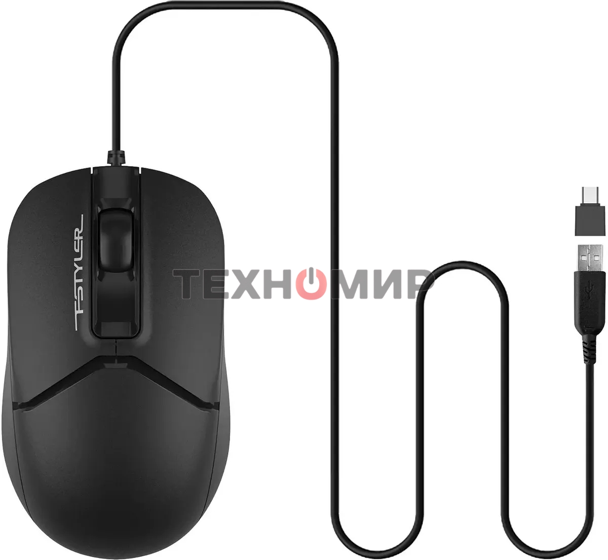 Мышь проводная A4Tech Fstyler FM12T черный, 1200 dpi, USB, кнопки - 3