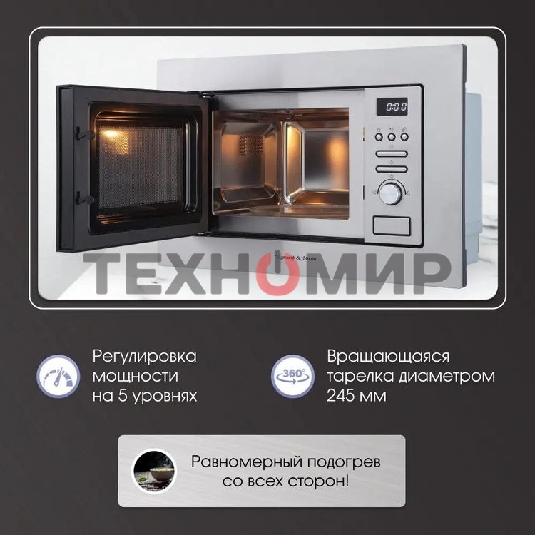 Встраиваемая микроволновая печь Zigmund & Shtain BMO 16.202 S