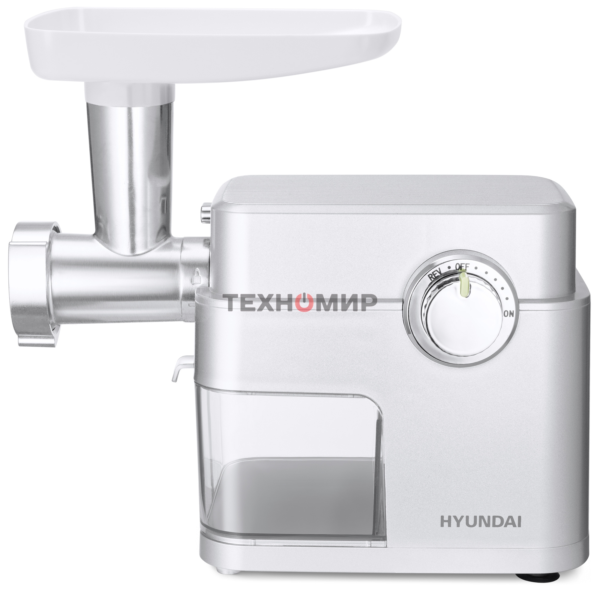 Мясорубка электрическая Hyundai HY-MG5591 серый, 1900 Вт, 2.4 кг/мин, реверс, защита от перегрузки, насадки - 5