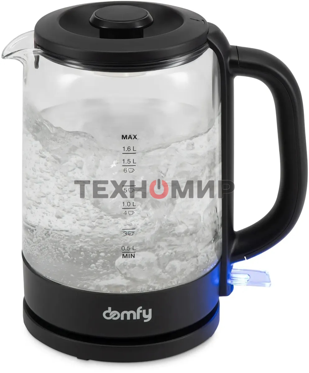 Чайник электрический Domfy DSB-EK304 1.7л. 2200Вт черный (корпус: стекло)