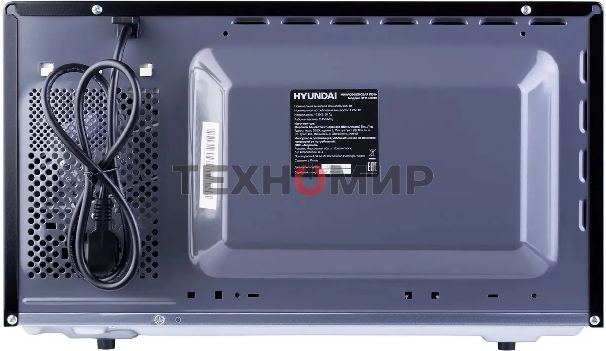 Микроволновая печь Hyundai HYM-D3010 черный, 23 л, 800 Вт, переключатели - кнопки, поворотный механизм