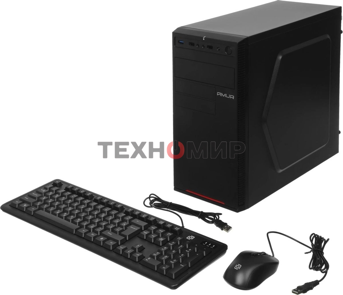 Компьютер Amur Нарвал B7I21 MT i3 12100 (3.3) 16Gb SSD 512Gb UHDG 730 FreeDOS 2.5xGbitEth 400W мышь клавиатура черный (RUS) (2147008)