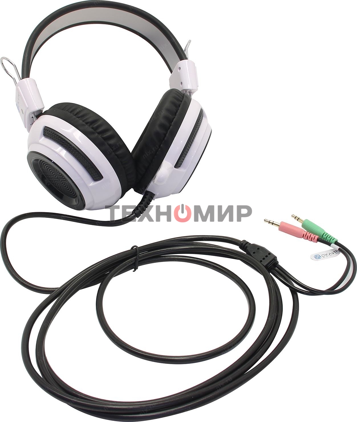 Наушники с микрофоном Oklick HS-G300 белый/черный 2.5м мониторы