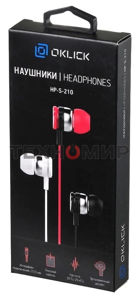 Наушники Oklick HP-S-210 1.1м красный