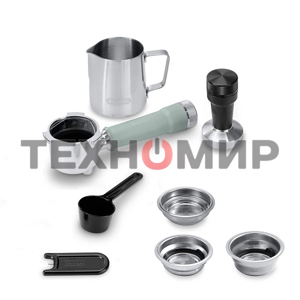 Кофеварка рожковая Delonghi EC890.GR зеленый, молотый, 1,1 л, 1450 Вт, 15 бар