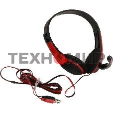 Гарнитура проводная с микрофоном Oklick HS-M150 черный/красный 2.2м накладные (NO-003N)