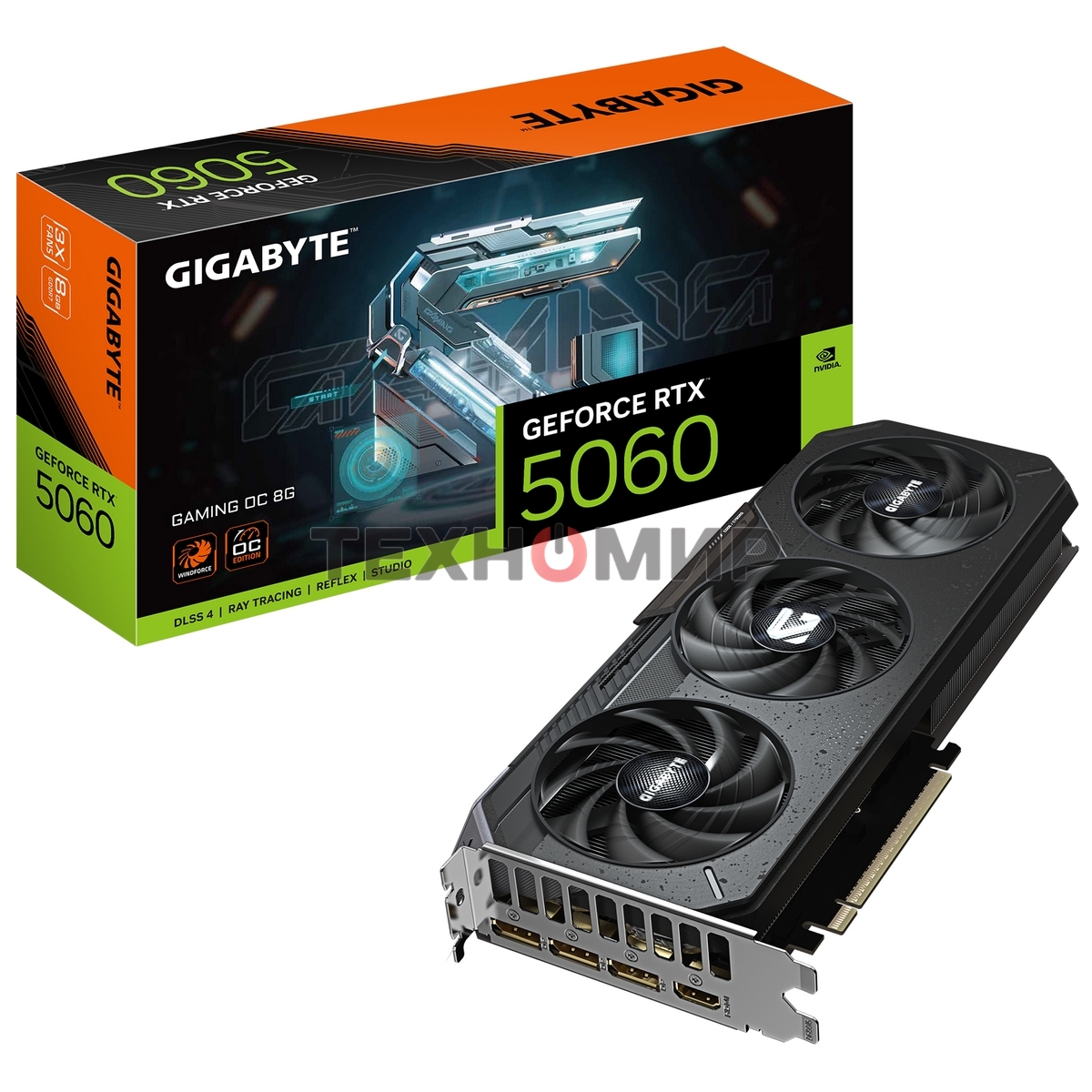 Видеокарта Gigabyte PCI-E 5.0 GV-N5060GAMING OC-8GD 1.0 NVIDIA GeForce RTX 5060 8Gb 128bit GDDR7 2595/28000 HDMIx1 DPx3 HDCP Ret