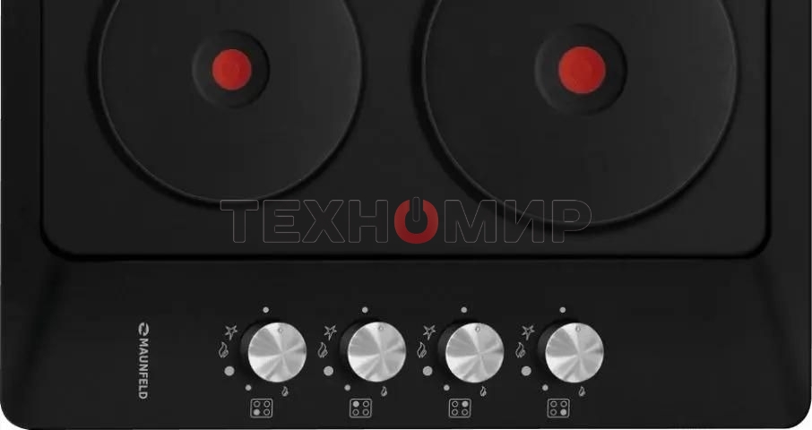 Варочная комбинированная панель Maunfeld EEHE.64.4B, конфорок: 4 шт., эмаль, независимая, черный