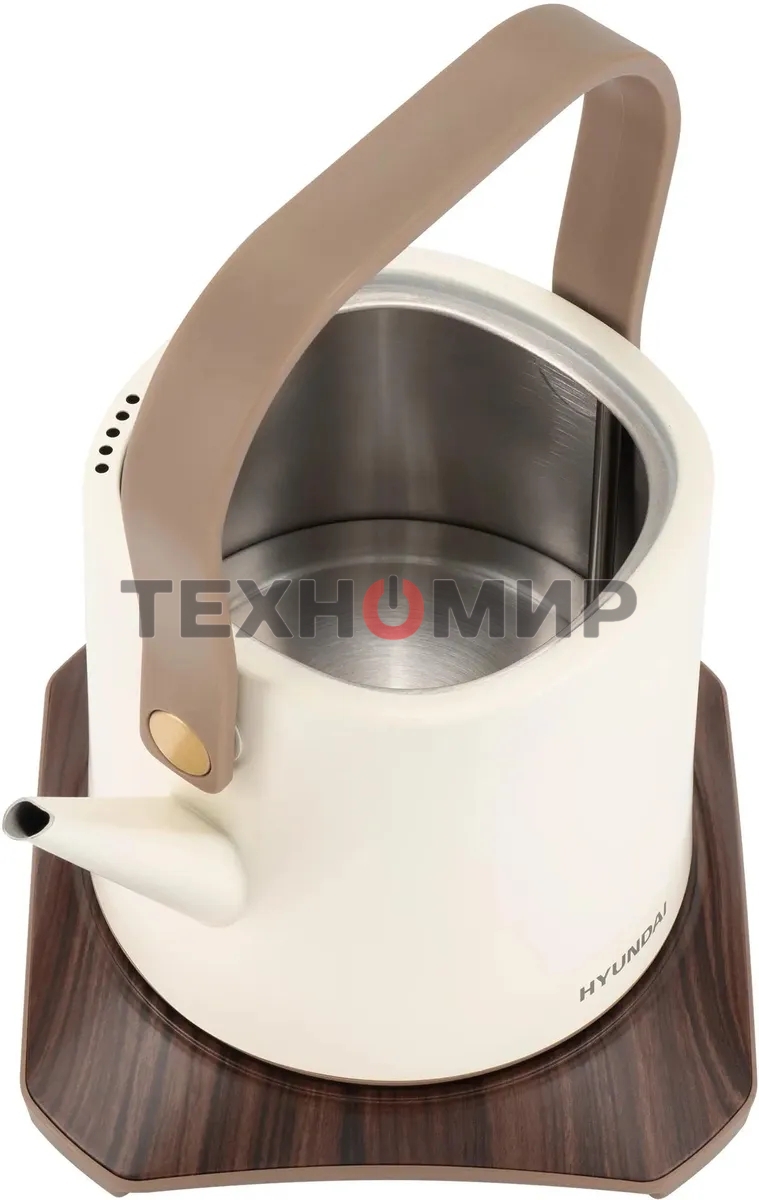 Чайник электрический Hyundai HYK-S2043 0,6 л, 1000 Вт, кремовый/коричневый