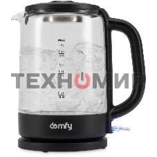 Чайник электрический Domfy DSB-EK304 1.7л. 2200Вт черный (корпус: стекло)