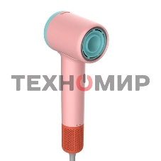 Фен Deerma DEM-CF51W розовый/бирюзовый, 1400 Вт, компактный, ионизация