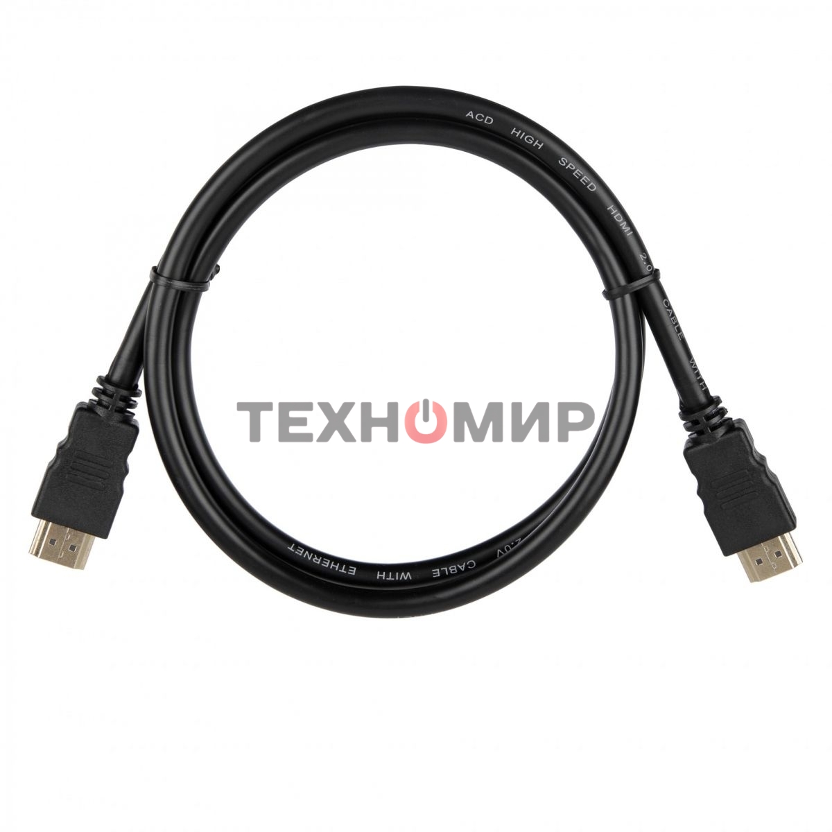 Кабель ACD-DHHM2-10B HDMI 2.0, Golden Plated,19m/19m, черный, 1м
