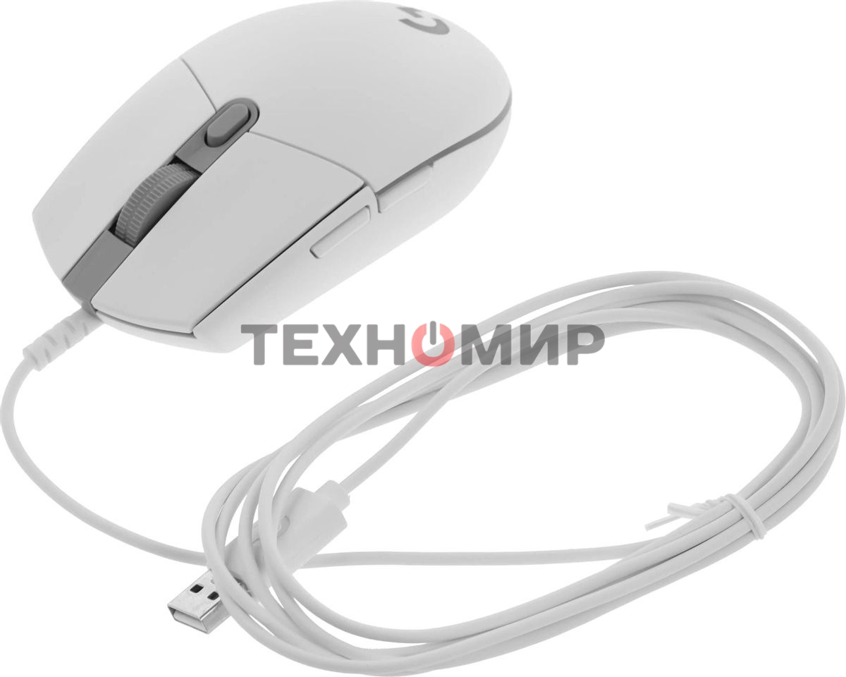 Мышь проводная Logitech G102 LIGHTSYNC белый, 8000 dpi, USB, кнопки - 6