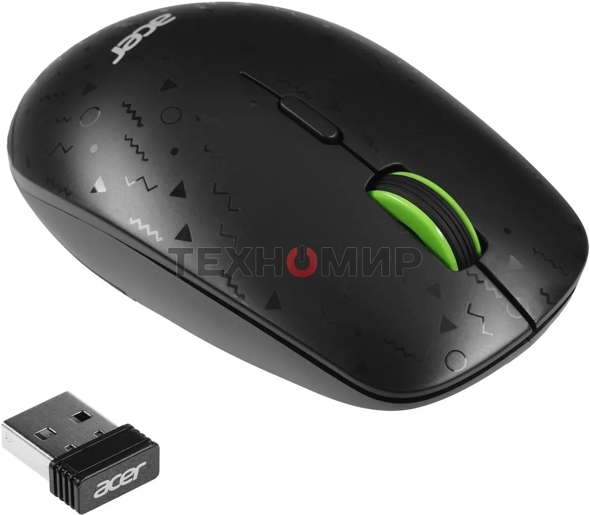 Мышь беспроводная Acer OMR307 черный, 1600 dpi, радиоканал, USB, кнопки - 4