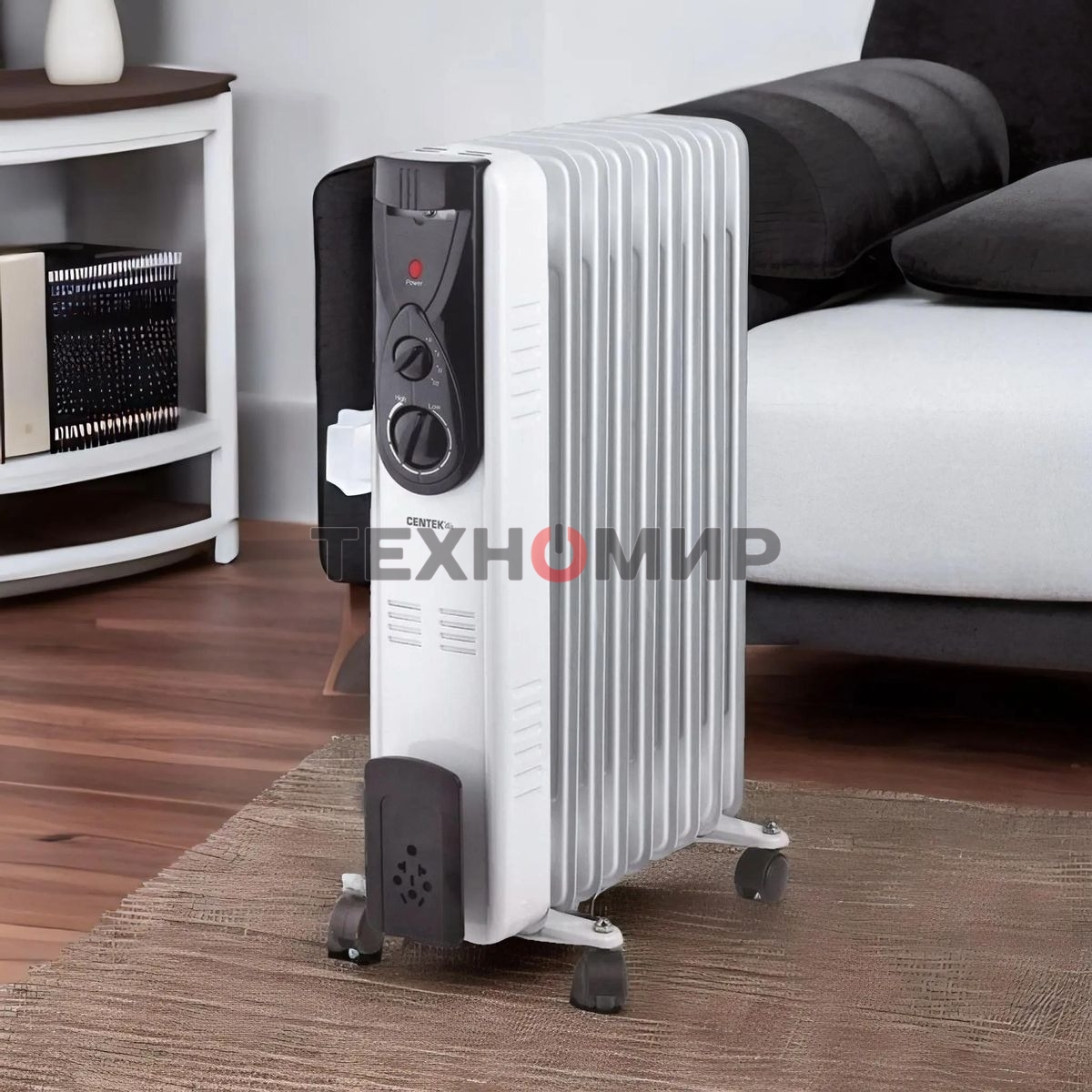 Масляный обогреватель Centek CT-6201 (9 секций) белый, 2000 Вт, 20 м2, термостат