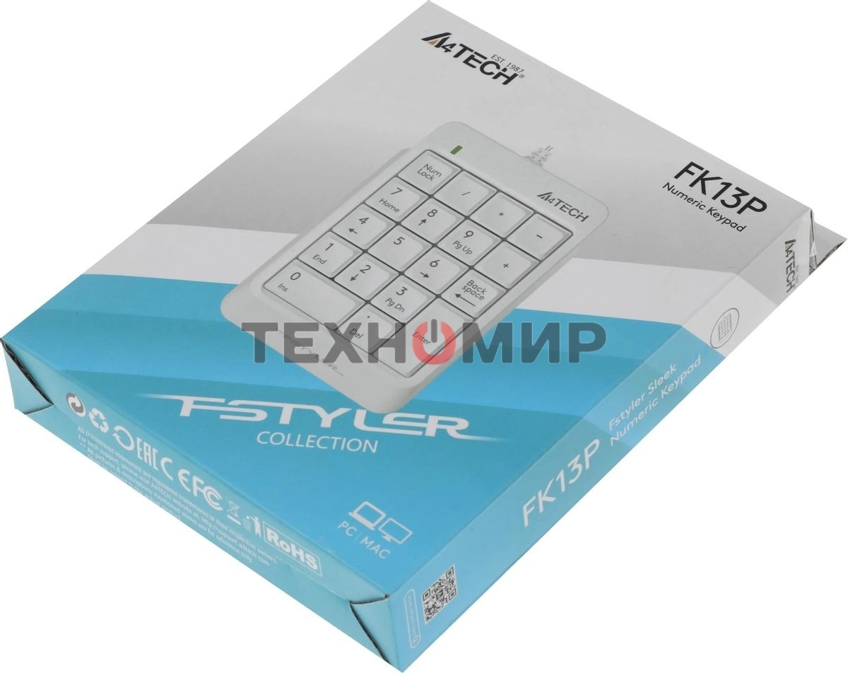 Числовой блок проводной A4Tech Fstyler FK13P, USB, белый