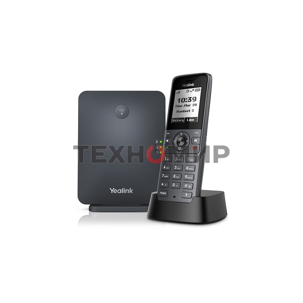 Беспроводная телефонная IP-DECT-система YEALINK W71P (база W70B+трубка W71H) до 10 SIP-аккаунтов, до 10 трубок на базу, до 20 вызовов, шт