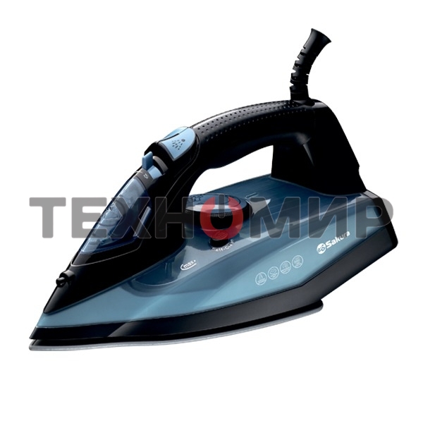 Утюг Sakura SA-3075CBK 380мл, 2400 Вт,керам, черный/синий