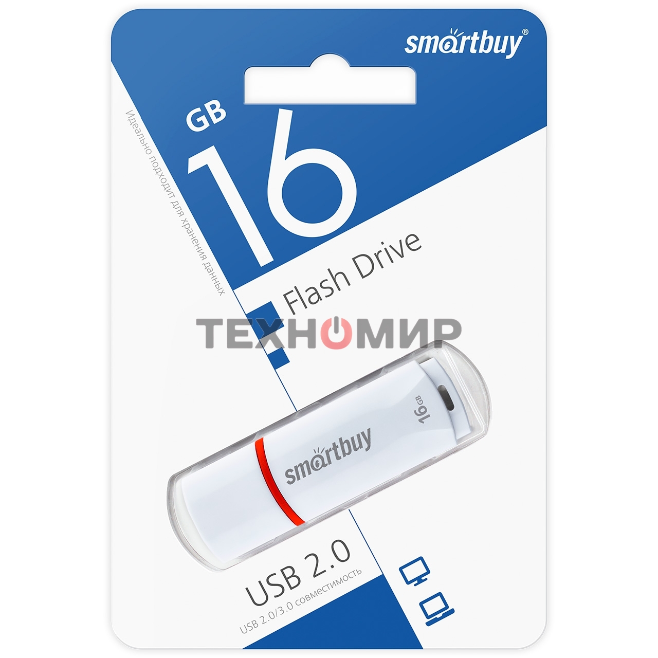 Флешка USB SmartBuy 16Gb Crown белый (SB16GbCRW-W)