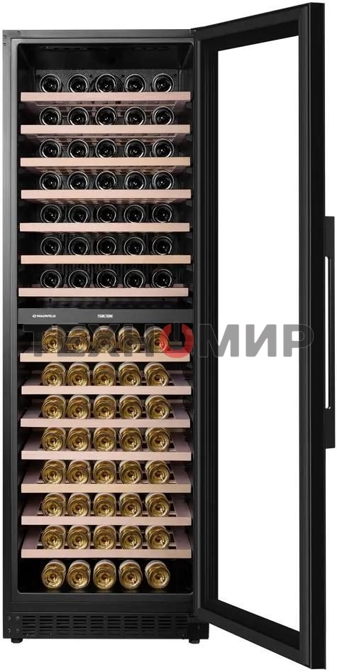 Винный шкаф встраиваемый Maunfeld MBWC-415D171, вместимость: 171 бутылок, черный