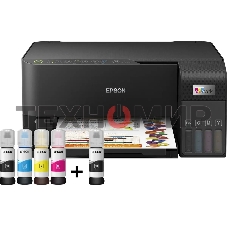 МФУ струйное Epson L3550 (C11CK59405), A4, цветной, печ. до 15 стр/мин. (ч/б) до 8 стр/мин. (цвет), скан. до 11 стр/мин. (ч/б) 28 стр/мин. (цвет), 4800 x 1200 dpi (печать) 1200x2400dpi (скан.), USB, Wi-Fi, Air Print