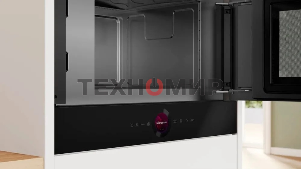 Микроволновая печь встраиваемая Bosch BFR9221B1 черный, 21 л, 900 Вт, переключатели - поворотный механизм/сенсор