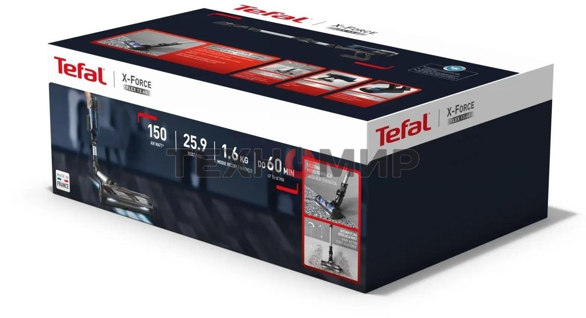 Пылесос вертикальный Tefal X-Force Flex TY9LC1WO 150Вт серый/синий