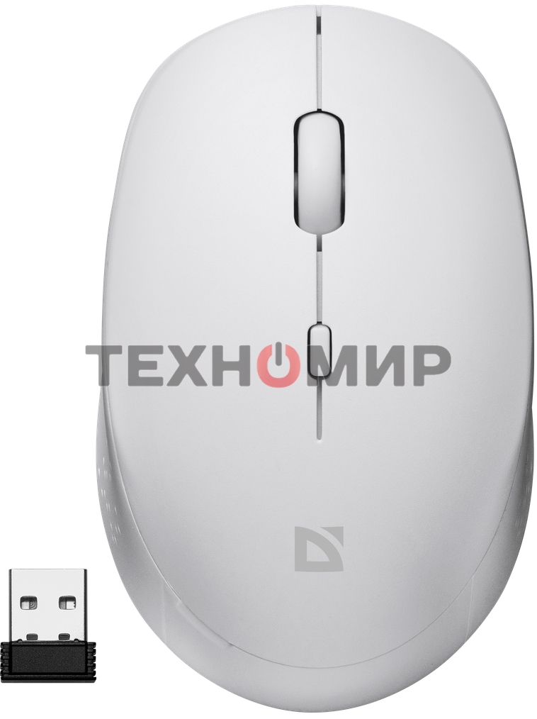Мышь беспроводная Defender Auris MB-027 белый, 1600 dpi, радиоканал, USB, кнопки - 4